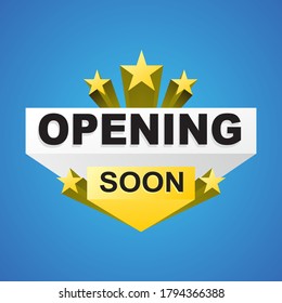 Opening Soon banner Design with Stars in Three Dimensional look with Yellow, White and Grey Color template for Promotional Advertise Banner into 3D look with Shadow and also colorful design
