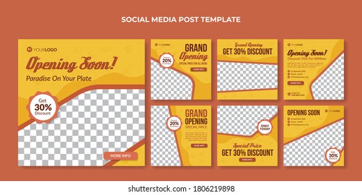 Opening soon banner. Food promotion banner for social media post template