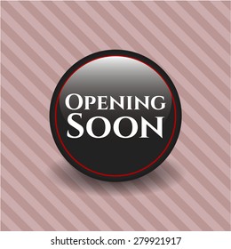 Opening soon black emblem with pink background