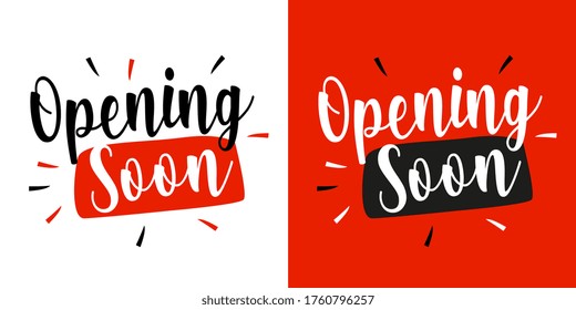 Opening soon calligraphy on white and red background