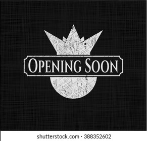 Opening Soon chalk emblem written on a blackboard