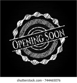 Opening Soon chalkboard emblem written on a blackboard