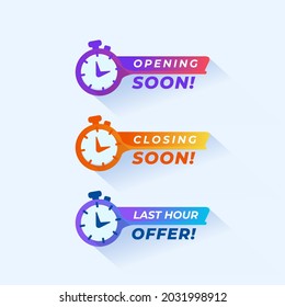 Opening soon, closing soon and last hour offer notification design