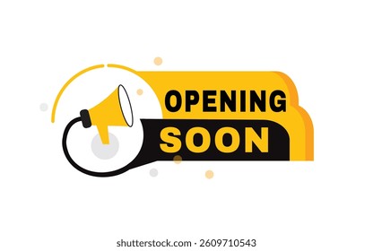 Opening soon, design banner label For web, social media, advertising symbol. Modern element vector.