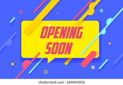 OPENING SOON in design banner. vector template for web, print, presentation . Simple banner with minimal phrase. Trendy flat geometric print. Creative vector stock decoration.