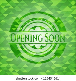 Opening Soon green mosaic emblem