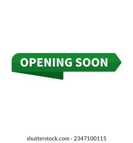 Opening Soon In Green Ribbon Right Arrow Rectangle Shape For Announcement
