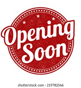 Opening soon grunge rubber stamp on white background, vector illustration