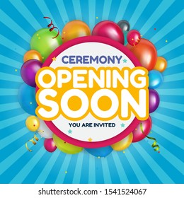 Apertura de la Tarjeta de Invitación Pronto. Ilustración de vectores EPS10