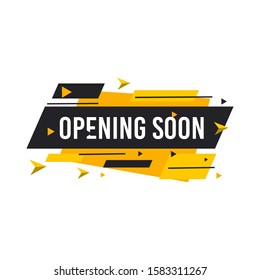 Opening soon labels banners template. Vector sign illustration isolated on white background. Layout for sale, advertising, banner, poster, online shopping, product, promotion announce tag, sticker.