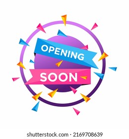 Opening Soon Labels Banners Template. Vector Sign Illustration Isolated on White Background