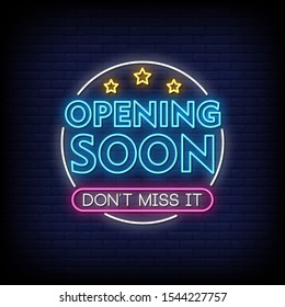 Opening Soon Neon Signs Style Text Vector