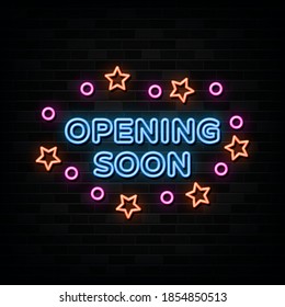 Opening Soon Neon Signs Vector. Design Template Neon Style