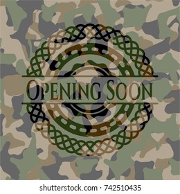 Opening Soon on camouflage pattern