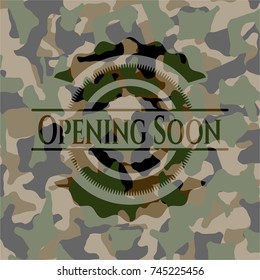 Opening Soon on camouflaged texture