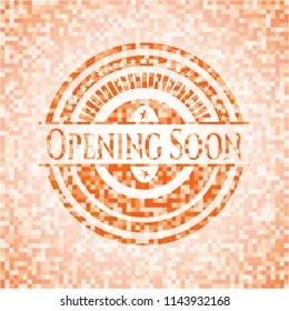 Opening Soon orange mosaic emblem with background