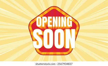 Opening Soon promotion 3d text effect template comic book explosion with text Opening Soon, vector illustration