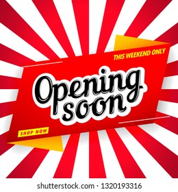 opening soon red banner template.Vector design