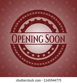 Opening Soon red emblem. Retro