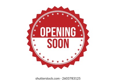 Opening soon red ribbon label banner.