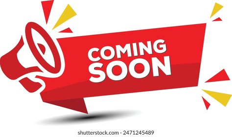Opening soon ribbon template with Megaphone