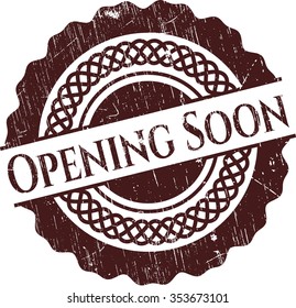 Opening Soon rubber seal with grunge texture