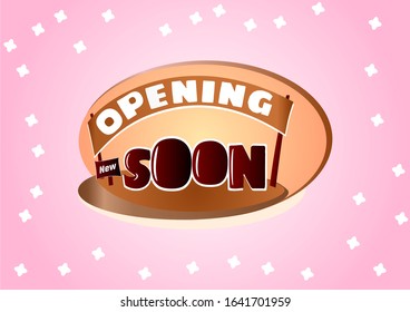 Opening soon sale banner. Grand opening background template with brown and pink combination color. This is vector illustration.