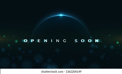 Opening Soon text on abstract Sunrise Dark Background with motion effect. Design Concept for sale, business advertising, web, promotion announce, poster, banner, flyer. - Vector Illustration