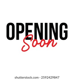 Opening Soon text for T-shirt and other use on white background.
