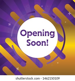 Opening soon vector background. Banner or backdrop for opening ceremony. Opening soon vector banner, poster, illustration. Light board opening soon sticker print. 