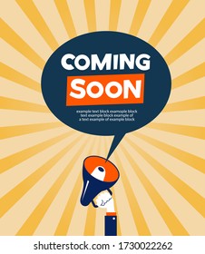 Opening soon, vector sign illustration. Business advertising. Promotion announce tag, sticker.