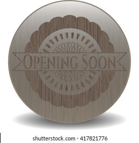 Opening Soon vintage wooden emblem