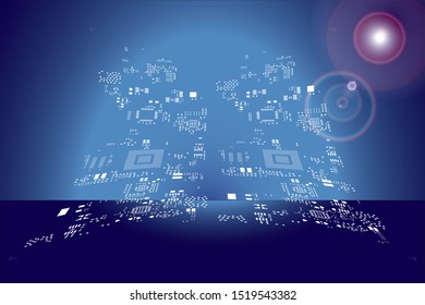opening Stencil of metal mask for solder paste component PCB. background blue