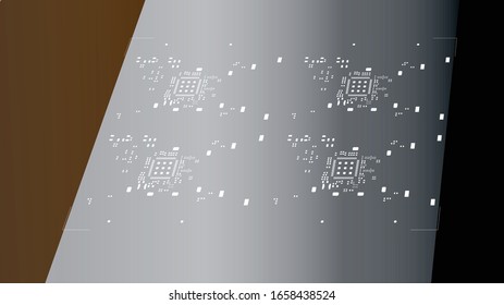 Opening Stencil of metal mask for solder paste component PCB.3D ilustration. vector. EPS10.