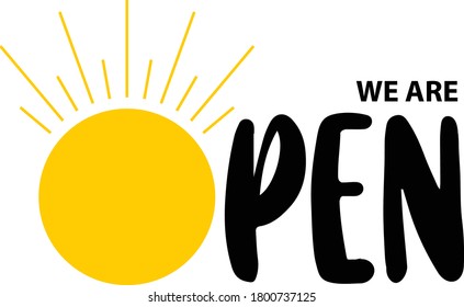 Opening and sun rising concept. vector illustration isolated on white background.