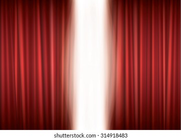 Opening theater red curtain, vector background
