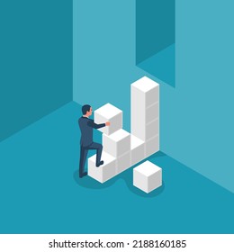 Opening At The Top, Stairs To The Top. Opportunity To Exit. Way Forward Concept. Look Into Future. Direction To Achieve Goal. Vector Illustration Flat Design. Isolated On Background.