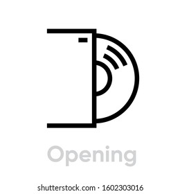 Opening Vinyl Record. Editable stroke