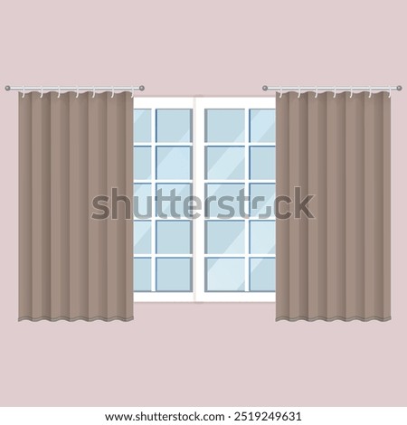 Opening Window the window curtains Balcony of apartment building facade vector