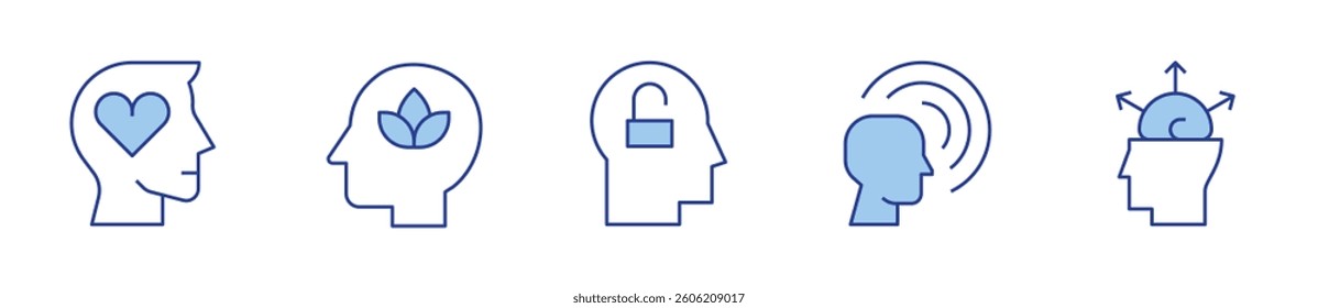 openmind, mindfulness, openminded, transparency, emotional. Mindfulness Icon vector illustration. Line Duotone style. Editable stroke.
