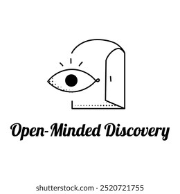 Open-Minded Discovery Icon. Symbolizing new perspectives and openness to creative ideas. Vector icon with editable stroke.