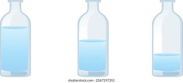 Botellas de vidrio de boca abierta con agua en su vector