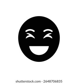 Open-mouthed laughter with squinting eyes joyful happy expression