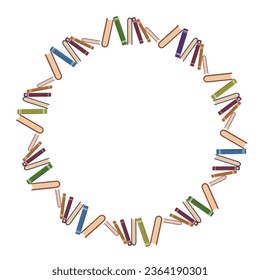 openned book art drawn round frame