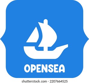 Icono del logotipo del vector OpenSea. Símbolo del logotipo OpenSea en la plataforma Círculo NFT. Abierto 
