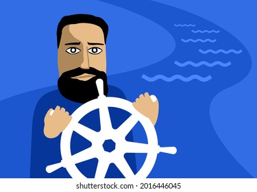 Open-source programming system for automating computer application management. Developer with steering wheel. Vector illustration