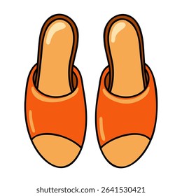 Open-toe heeled mules, slip-on sandals, casual summer shoes for women. Cartoon vector illustration on white background.