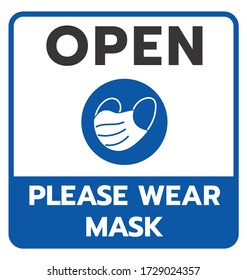 "OPEN"Vector illustration after quarantine for coronavirus outbreak concept.Please wear a face mask and keep your distance to protect from Covid-19