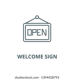 Open,welcome sign vector line icon, linear concept, outline sign, symbol