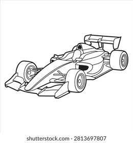Open-wheel racing car with aerodynamic design and exposed wheels